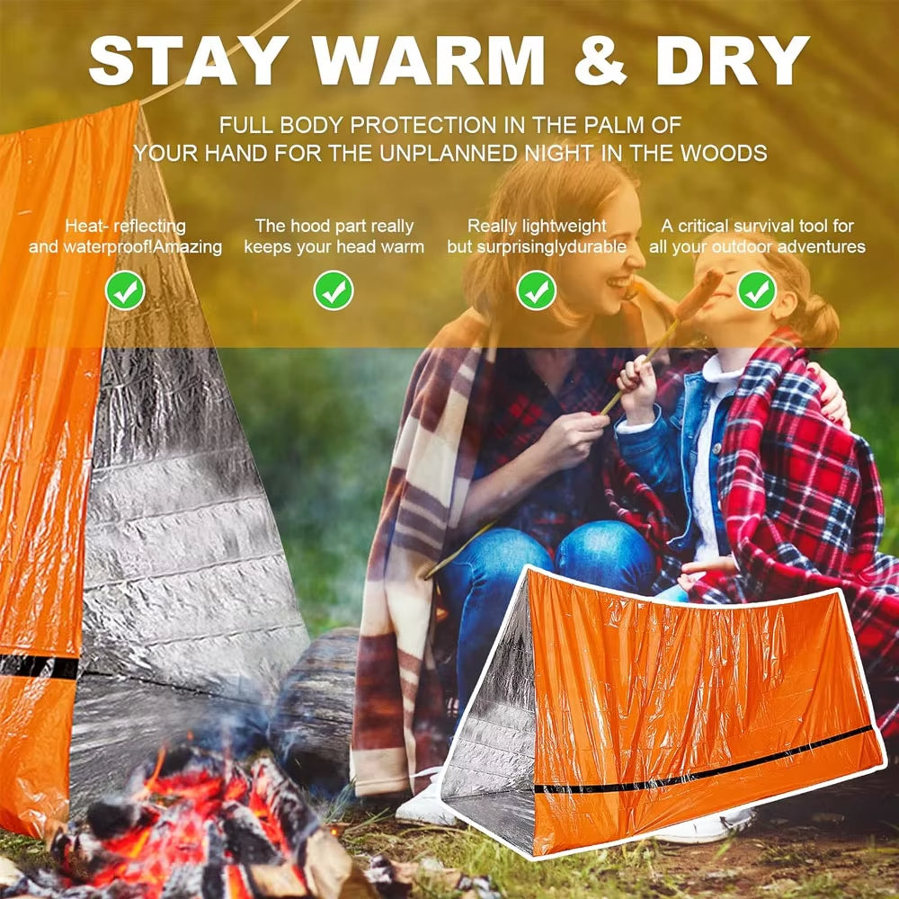 Ultimate 2-Person Waterproof Tube Tent - Essential Emergency Shelter for Hiking and Camping Adventures