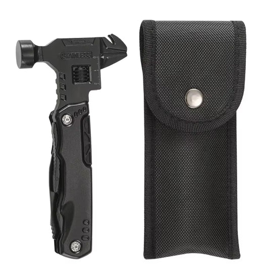 Ultimate Stainless Steel Multi-Tool: Your All-in-One Wrench, Hammer, Knife & Pliers for Camping and Survival Adventures