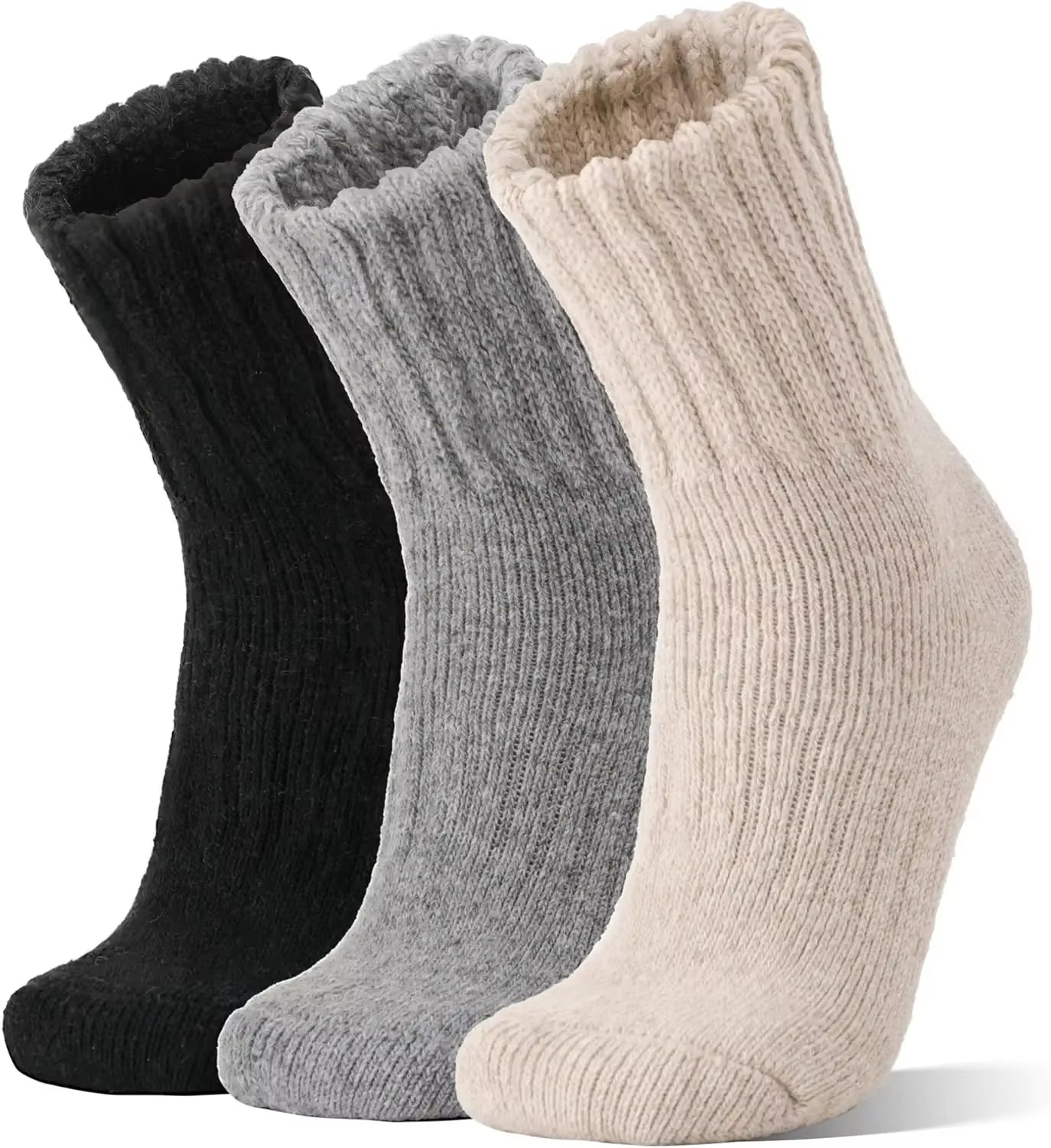 Cozy 70% Merino Wool Boot Socks for Women - 3 Pairs of Thick Thermal Winter Hiking & Ski Socks