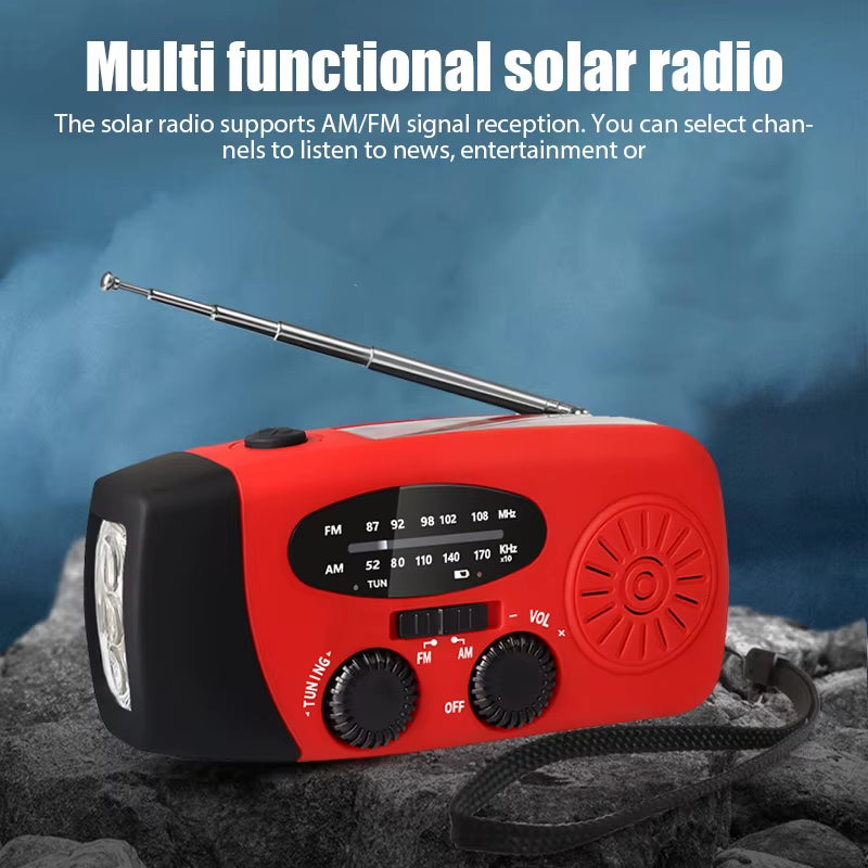 Stay Prepared with the Ultimate Solar-Powered Emergency Radio - NOAA/AM/FM, LED Flashlight & Power Bank