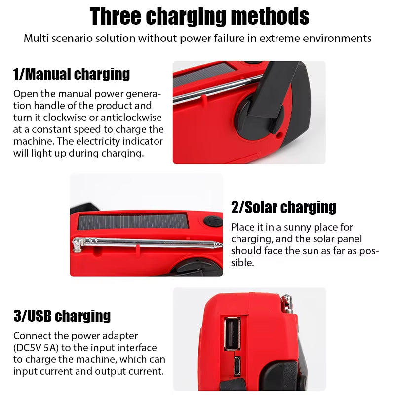 Stay Prepared with the Ultimate Solar-Powered Emergency Radio - NOAA/AM/FM, LED Flashlight & Power Bank