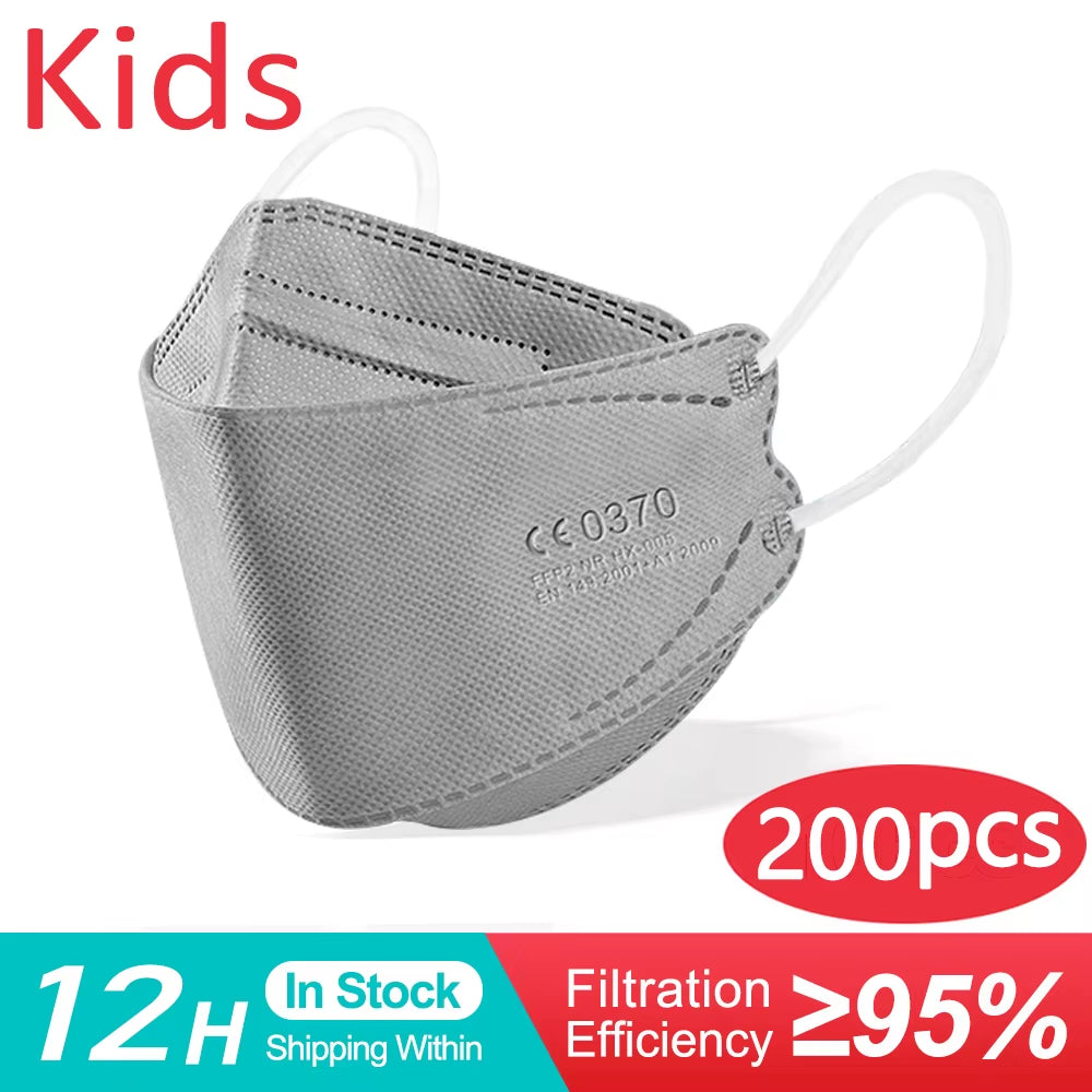 Protect Your Little Ones with Kids FFP2 KN95 Face Masks - Available in 10 to 200 PCS for Safe, Comfortable, and Reusable 4-Layer Protection