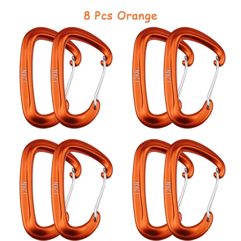 Elevate Your Outdoor Adventures with the 8-Pack Heavy-Duty D-Shaped Carabiners - 12KN Climbing Hooks for Ultimate Safety and Convenience