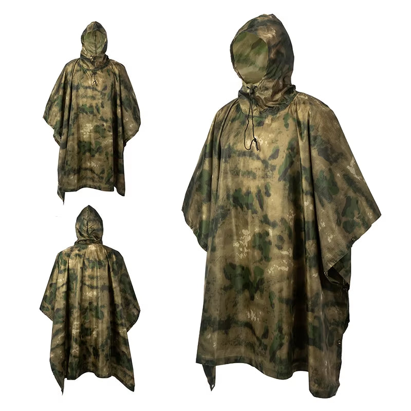Tactical Rain Poncho - Military-Grade Waterproof Gear for Outdoor Adventures, Birdwatching, and Hunting