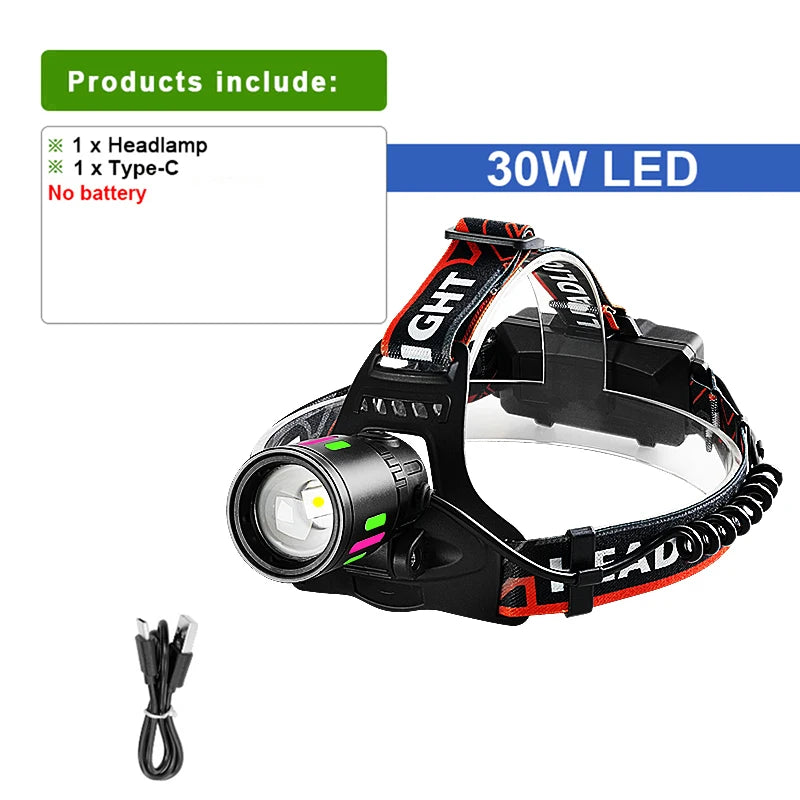 2025 New High Power 800W LED Headlight 500000000LM Super Bright Zoom Waterproof Headlamp Outdoor Camping Work Hunting Lantern
