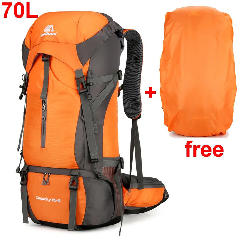 Ultimate 70L Nylon Camping Backpack with Rain Cover - Perfect for Hiking, Climbing, and Outdoor Adventures