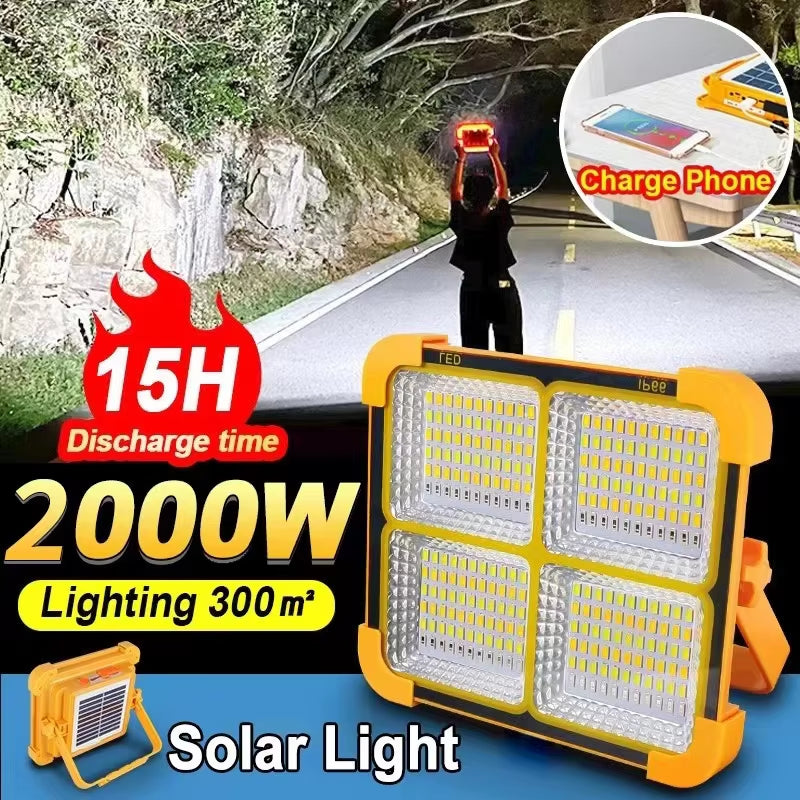 Ultimate Portable Rechargeable Solar Flood Light - Powerful LED Spotlight for Outdoor Use and Construction!