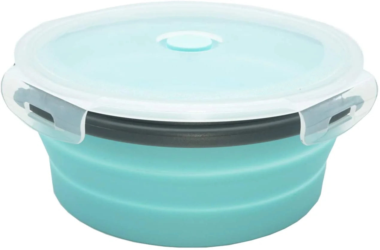 Camping Bowl with Lid Collapsible Silicone Bowl Foldable for Travel and Camping Microvave and Fridge Food Storage Bowl from (1200ML)