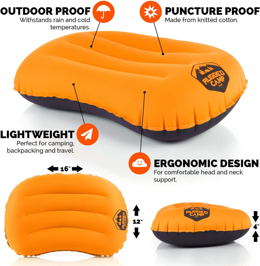 Ultimate Compressible Inflatable Camping Pillow - Perfect for Backpacking, Beach Days & Travel Comfort with Ergonomic Support
