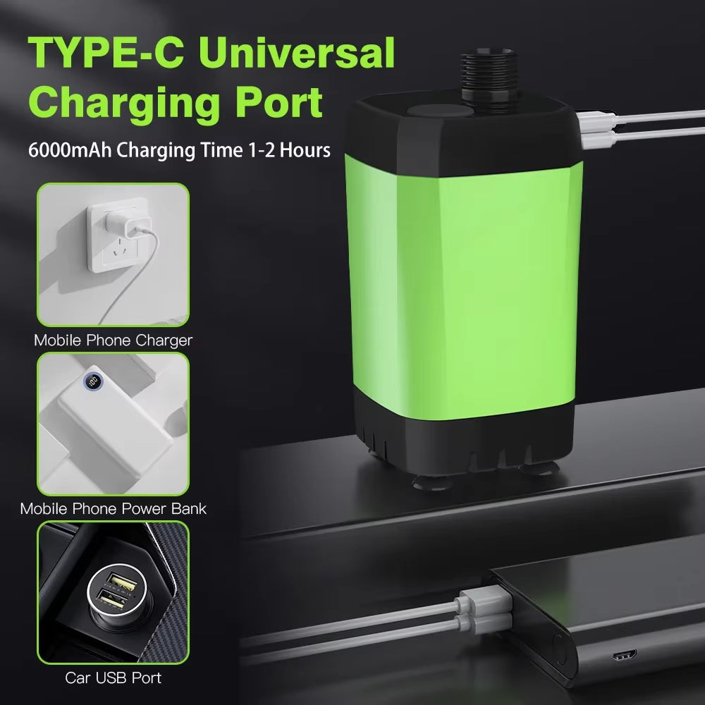 Revolutionary Portable Camping Shower Pump with Smart Digital Display - 6000mAh Adjustable Outdoor Shower Solution