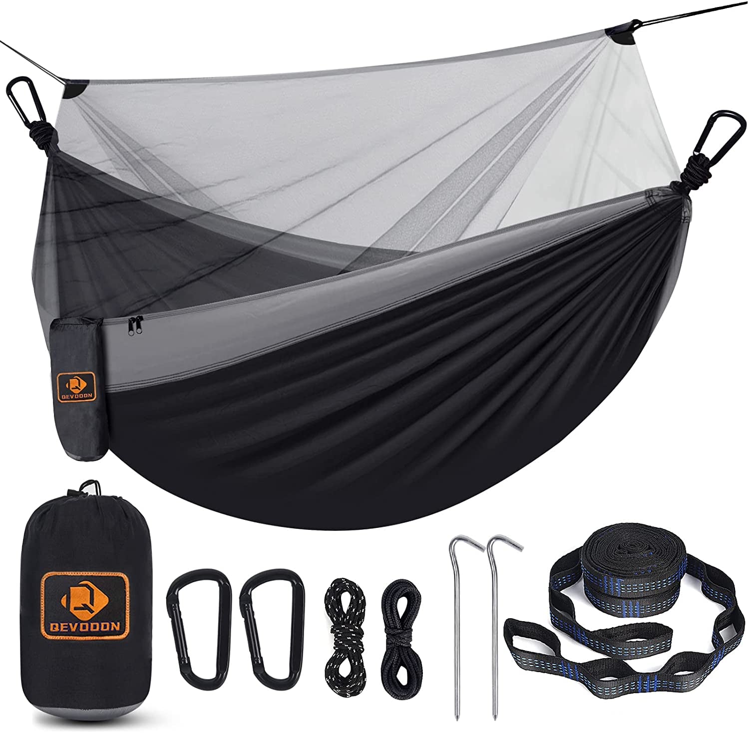 Ultimate Camping Hammock with Mosquito Net - Lightweight, Portable Parachute Nylon Hammock with Tree Straps and Heavy-Duty Carabiners for Outdoor Adventures