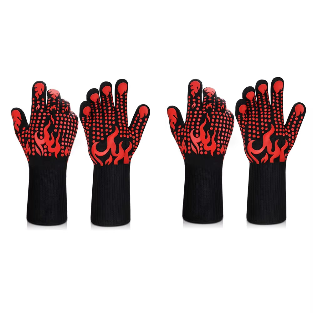 Ultimate Heat-Resistant Silicone Oven Gloves - 1472°F Non-Slip BBQ & Cooking Mitts for Safe and Comfortable Cooking