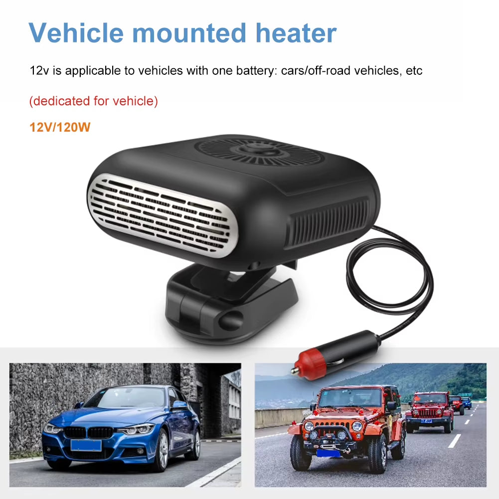 Stay Warm and Clear on the Road: Portable 12/24V Electric Car Heater with 360° Rotating Demister & Powerful 1200W Defroster