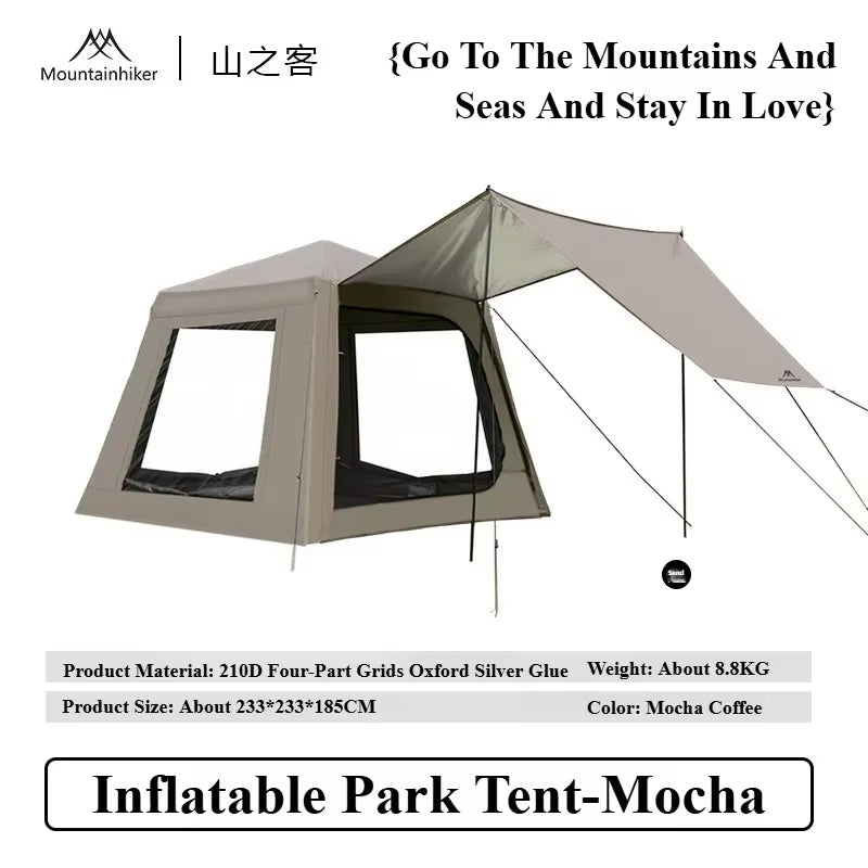 Experience the Great Outdoors with the MOUNTAINHIKER Quick Setup Inflatable Camping Tent - Spacious, Rainproof, and UV Protected for Family Adventures!