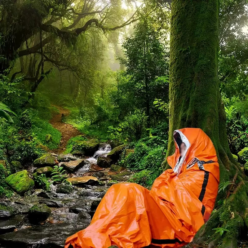 Insulated Emergency Sleeping Bag, Reusable & Compact W/ Whistle. PE Material, Drawstring. for Outdoor & First Aid.