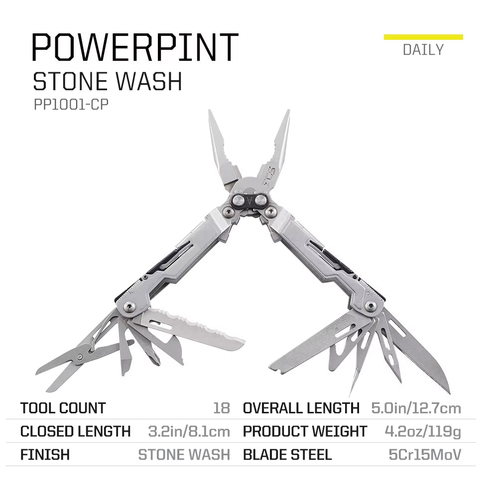 Powerpint 18-in-1 Tactical Multi-Tool - Your Ultimate Companion for Camping, Survival, and Hiking Adventures