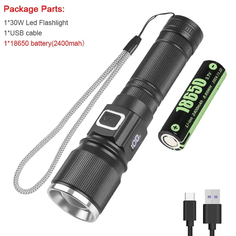 Illuminate Your Adventures with the Versatile Rechargeable 7070 LED Flashlight - Multi-Color Lighting & Durable Aluminum Design for Every Outdoor Emergency