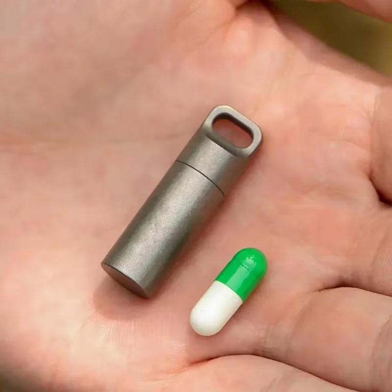 Compact Titanium Mini Waterproof Pill Box - Perfect for Outdoor Adventures and Everyday Carry