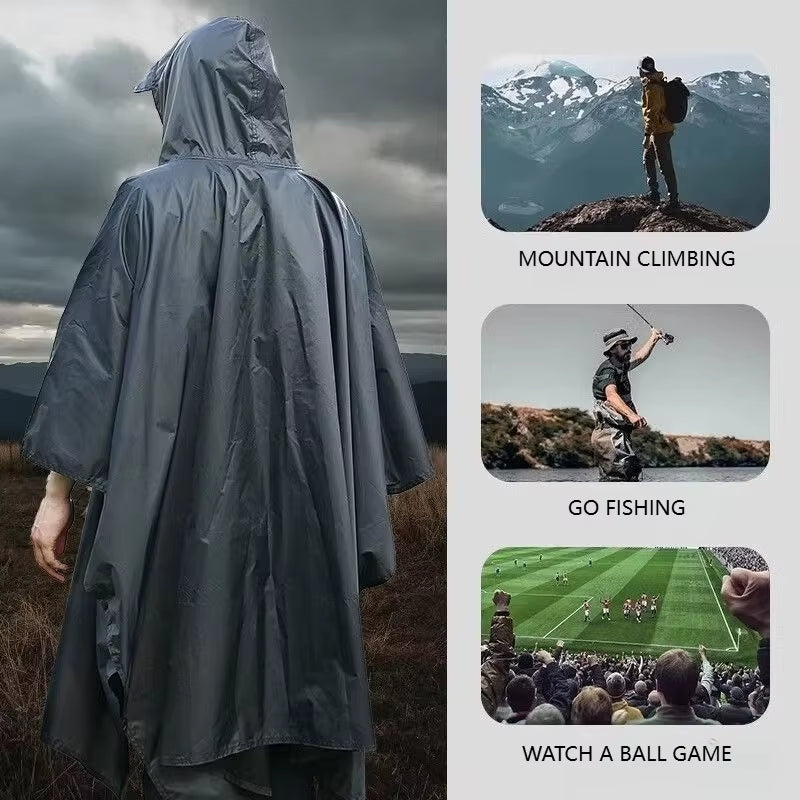 Ultimate Waterproof Travel Raincoat - 3-in-1 Hooded Poncho for Camping, Hiking, and Outdoor Adventures