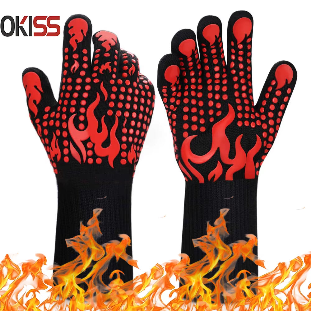Ultimate Heat-Resistant Silicone Oven Gloves - 1472°F Non-Slip BBQ & Cooking Mitts for Safe and Comfortable Cooking