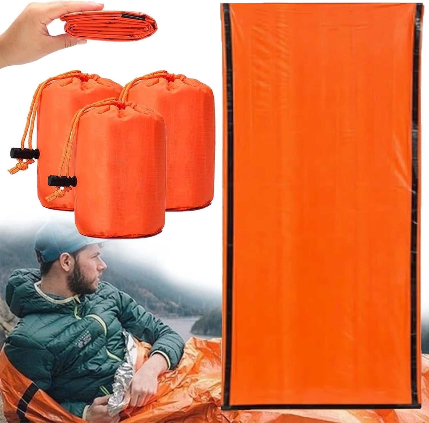 Stay Warm and Safe with Our Ultimate Portable Emergency Sleeping Bag - Waterproof Mylar Thermal Blanket for Your Camping and Hiking Adventures