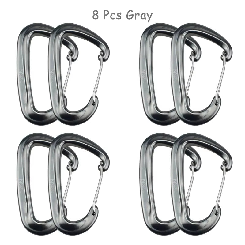 Elevate Your Outdoor Adventures with the 8-Pack Heavy-Duty D-Shaped Carabiners - 12KN Climbing Hooks for Ultimate Safety and Convenience
