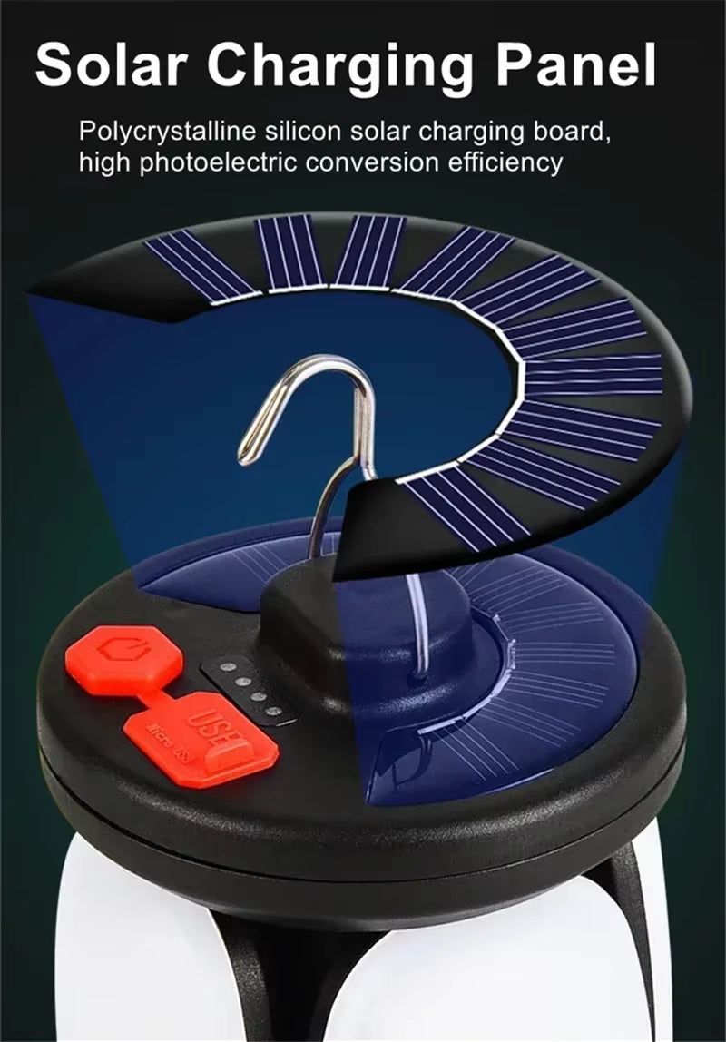 Ultimate Solar LED Camping Light - 4500mAh Rechargeable Power Bank with 1000LM Brightness & 6 Modes for Outdoor Adventures