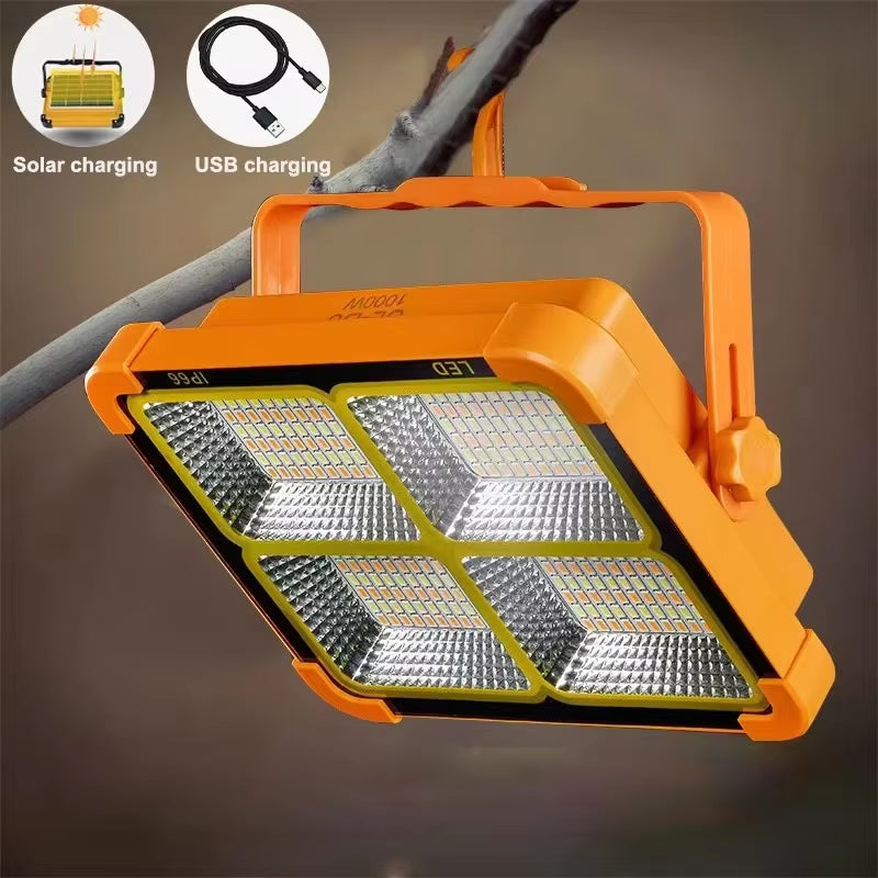 Ultimate Portable Rechargeable Solar Flood Light - Powerful LED Spotlight for Outdoor Use and Construction!