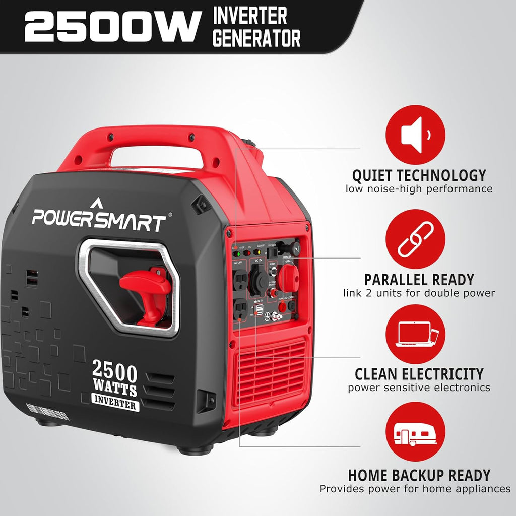 Experience the Power of the 2500-Watt Portable Gas Inverter Generator - Lightweight, Super Quiet, and Perfect for All Your Outdoor Adventures!