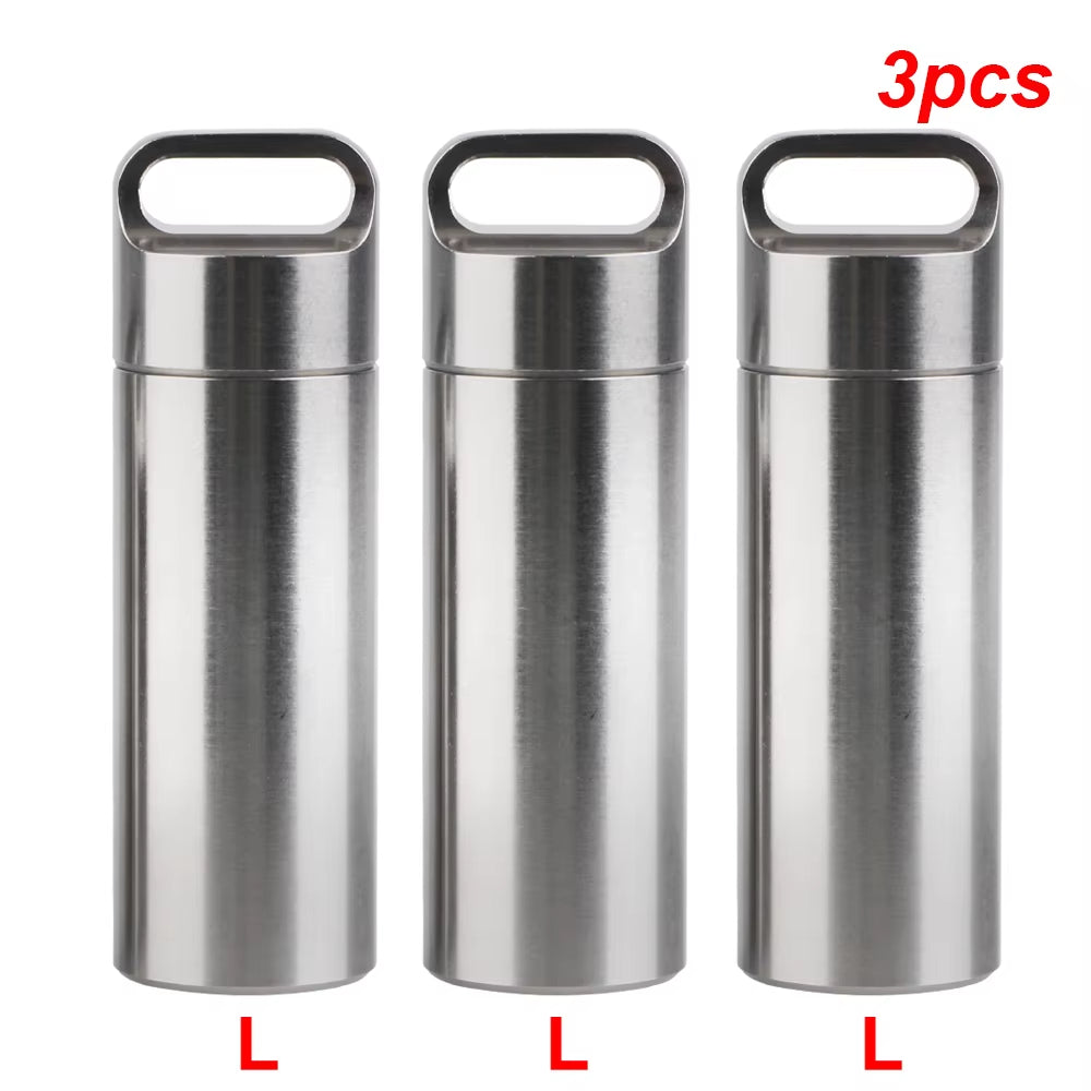 Ultimate Waterproof Stainless Steel Pill Storage Box with Keychain - Perfect for Camping and First Aid!