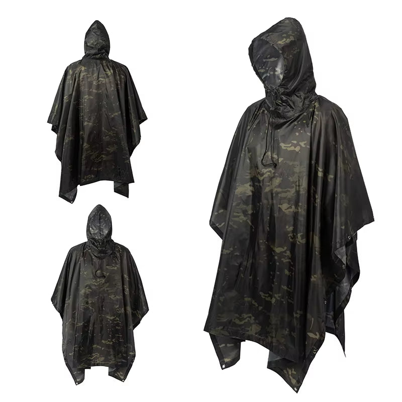 Tactical Rain Poncho - Military-Grade Waterproof Gear for Outdoor Adventures, Birdwatching, and Hunting