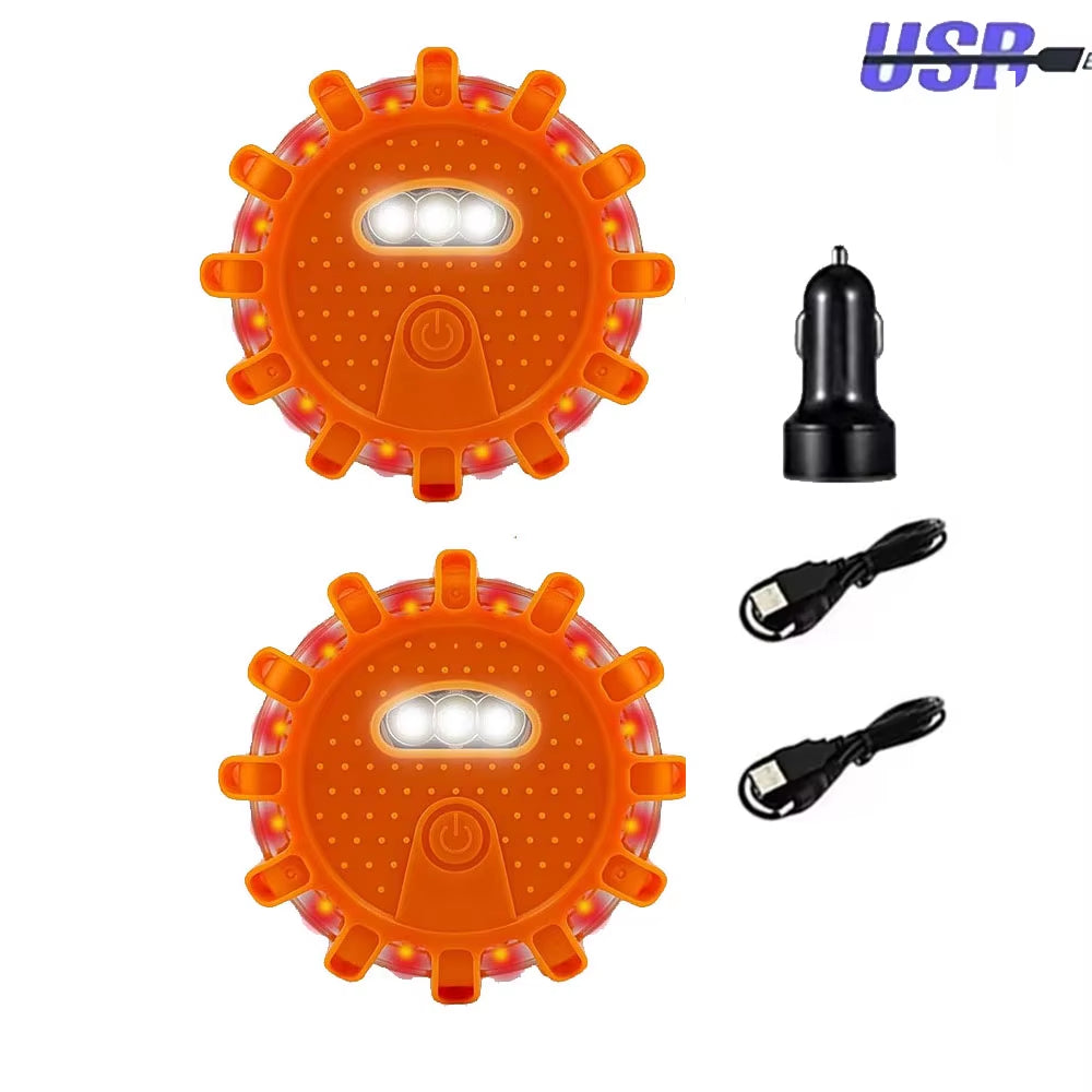 Illuminate Your Safety: LED Emergency Lights Flare with 9 Flashing Modes - USB Rechargeable Red Strobe Dash Light for Trucks and Vehicles