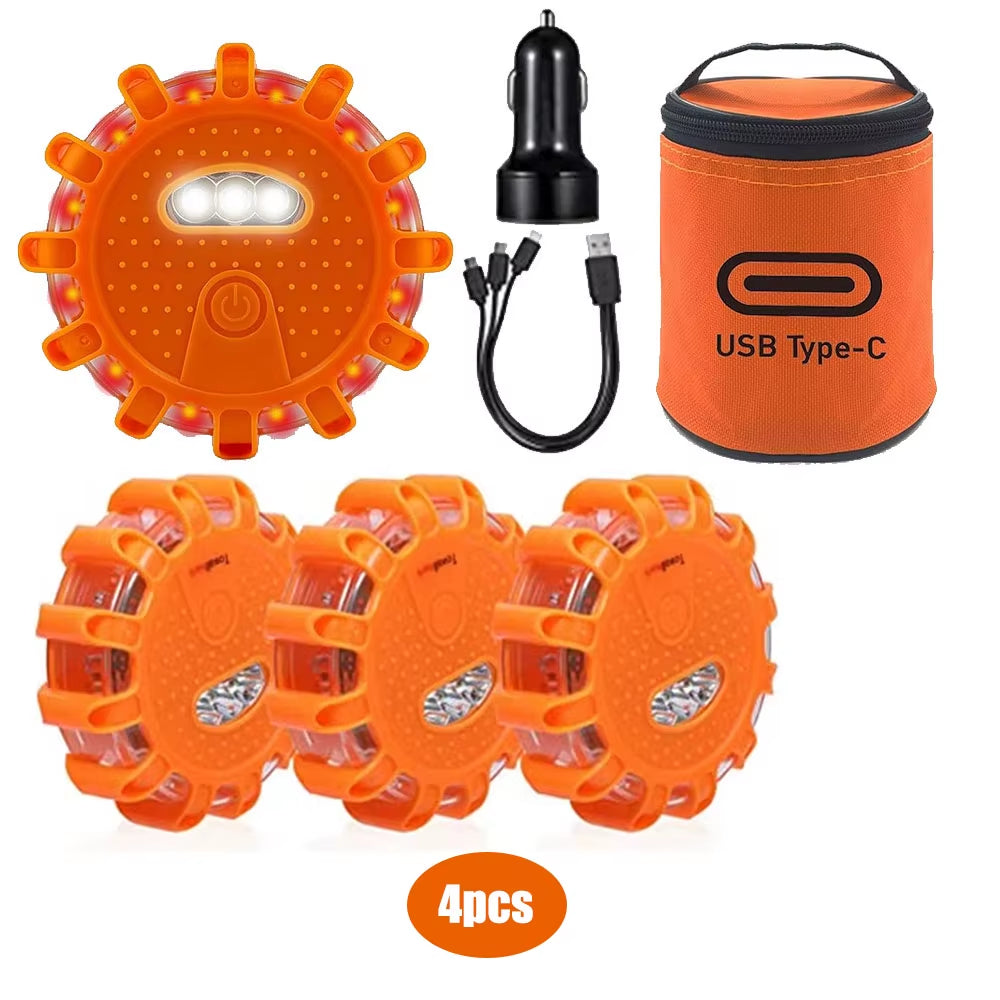 Illuminate Your Safety: LED Emergency Lights Flare with 9 Flashing Modes - USB Rechargeable Red Strobe Dash Light for Trucks and Vehicles