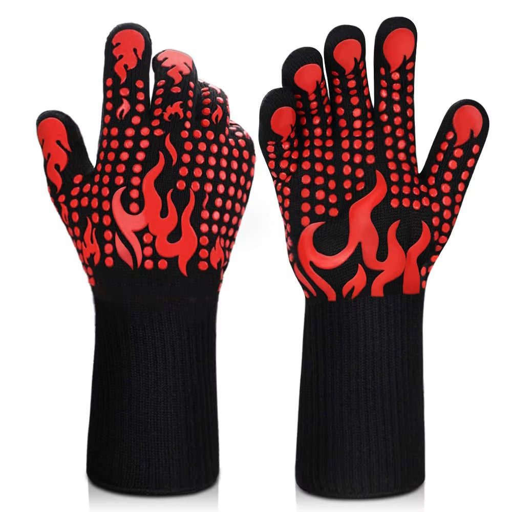 Ultimate Heat-Resistant Silicone Oven Gloves - 1472°F Non-Slip BBQ & Cooking Mitts for Safe and Comfortable Cooking