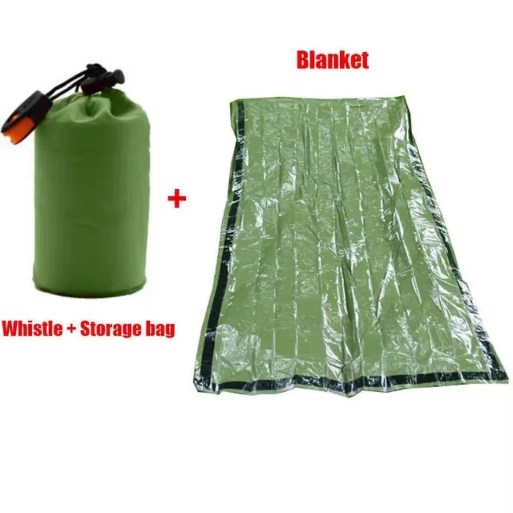 Outdoor 2-Person Emergency Shelter Survival Tent Kit Tube Tent Sleeping Bag Waterproof Outdoor First Aid Hot Blanket Reusable