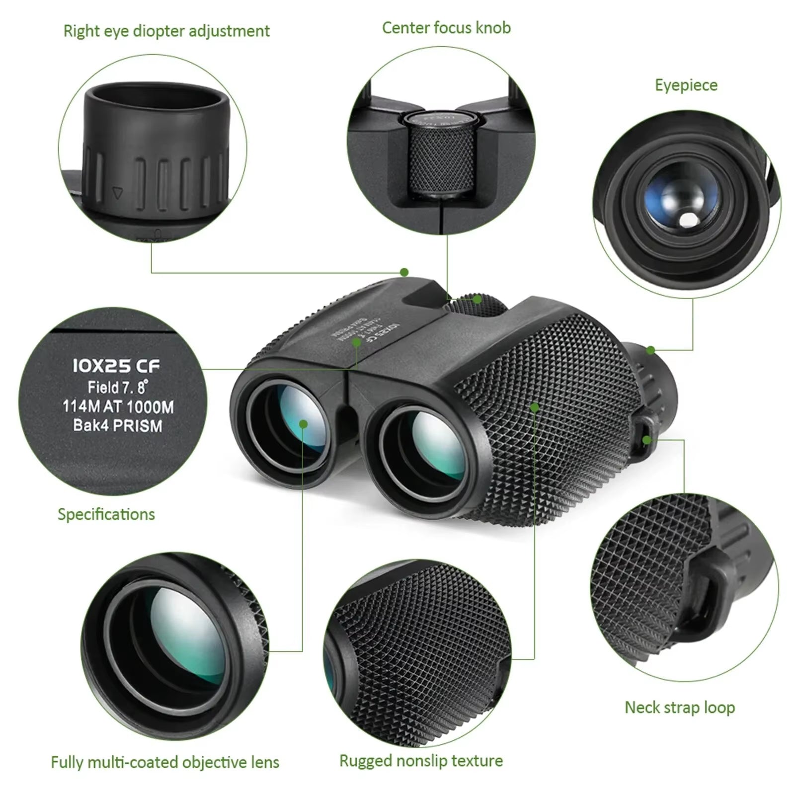 Experience the Outdoors Like Never Before with Our High-Definition 10X25 Mini Binoculars - Perfect for Bird Watching, Hunting, Travel, Camping, and Sports Events