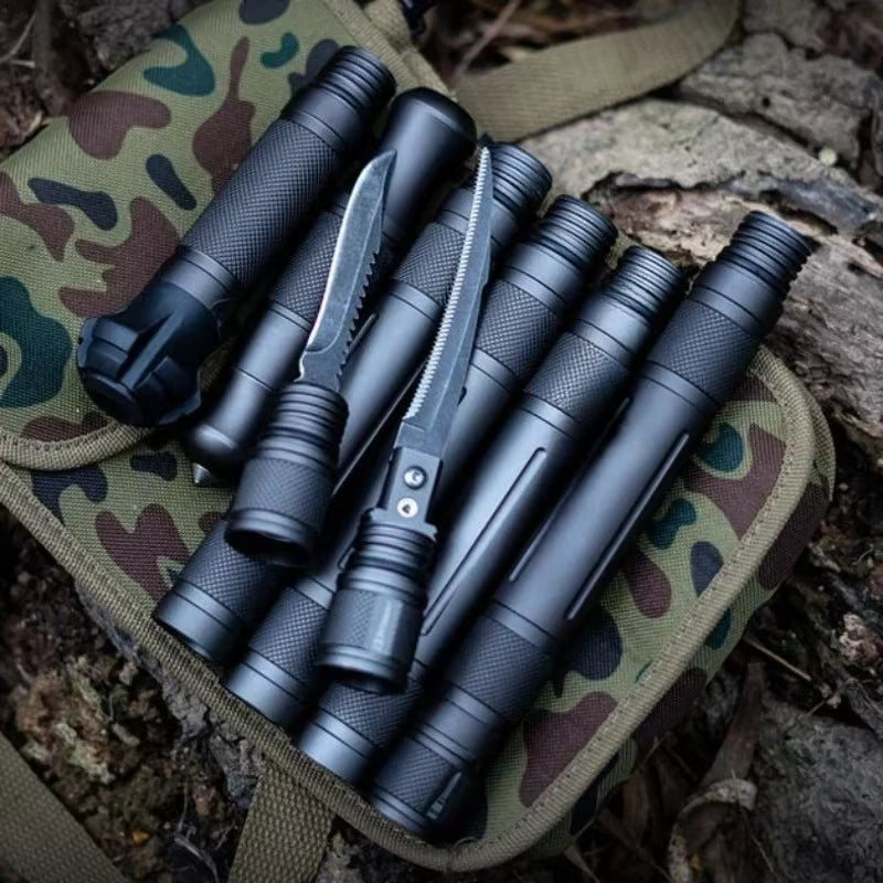 Tungsten Steel T-Type Multifunctional Self-Defense Walking Stick - Portable & Detachable for Outdoor Adventures