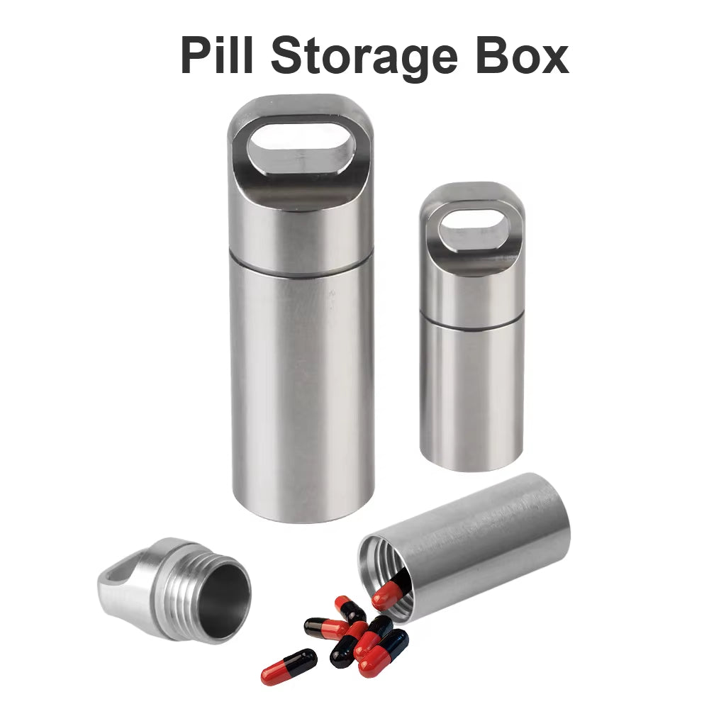 Ultimate Waterproof Stainless Steel Pill Storage Box with Keychain - Perfect for Camping and First Aid!