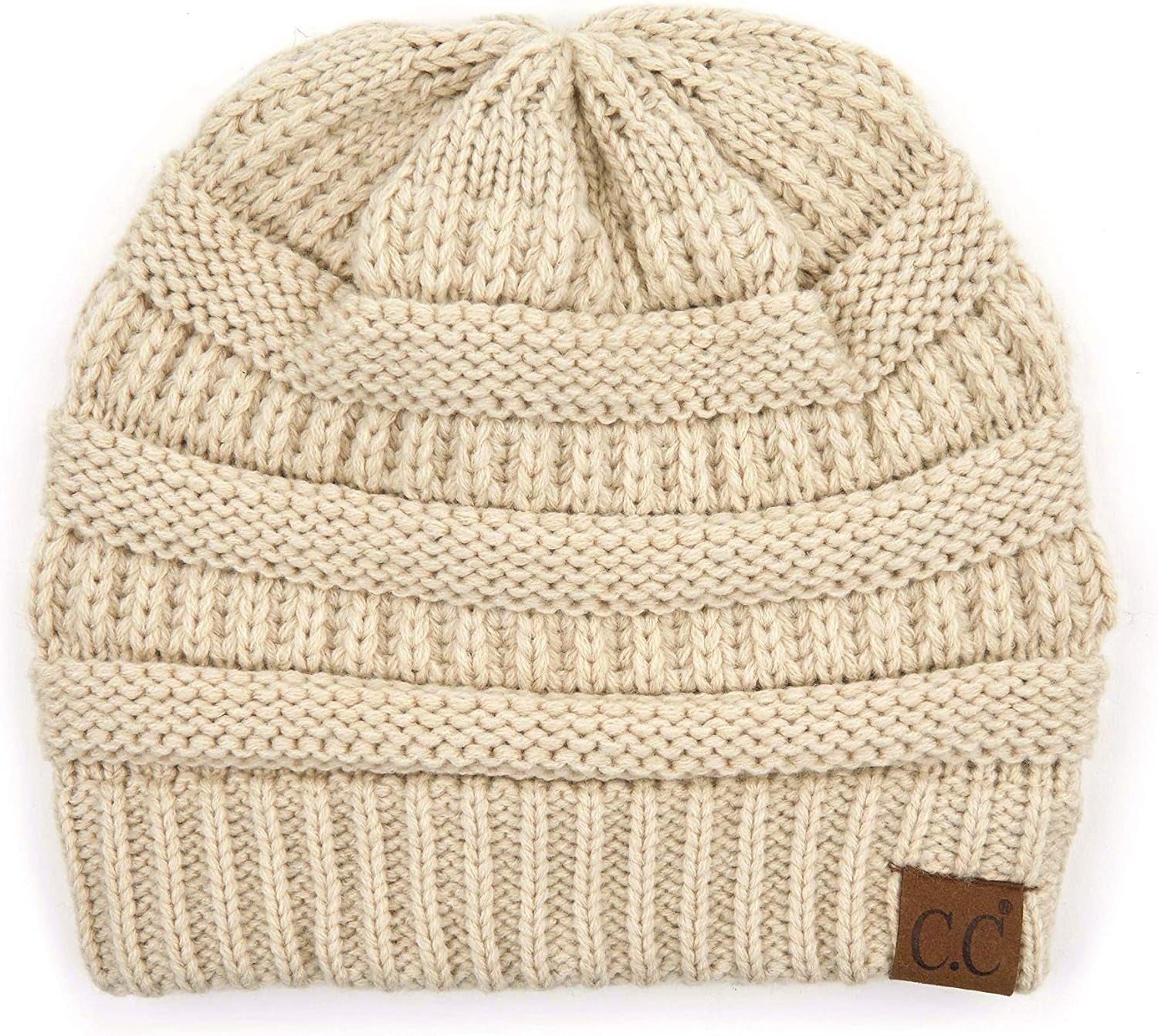 Stay Cozy and Stylish with Our Exclusives Cable Knit Beanie - Thick, Soft & Warm Chunky Ribbed Design Featuring an Epoxy Button for Face Mask (A Button Beige)