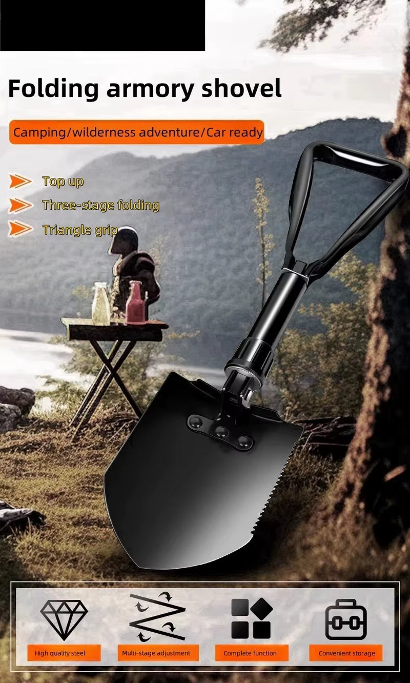 Ultimate Portable Tactical Survival Shovel - Lightweight, Foldable, and Multifunctional for Camping Adventures!