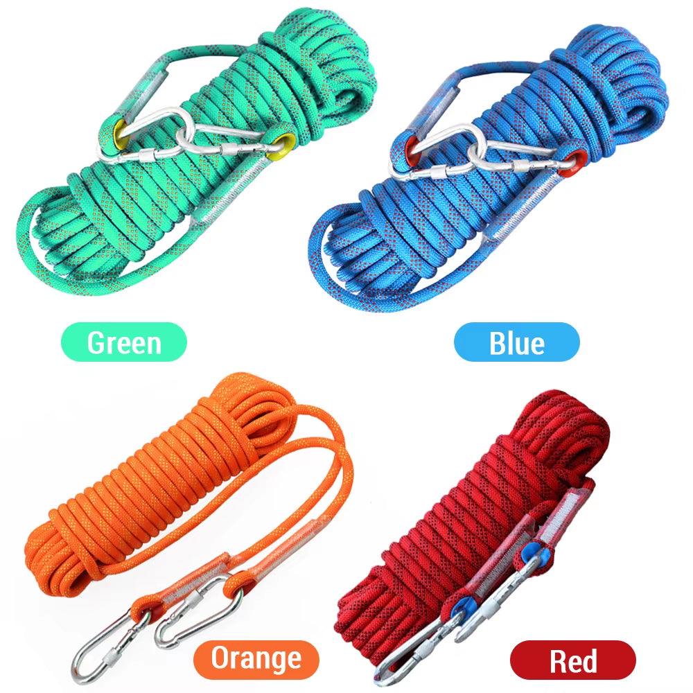 10mm Climbing Rope with Double Hooks - Perfect for Rock Climbing, Tree Climbing, and Outdoor Adventures