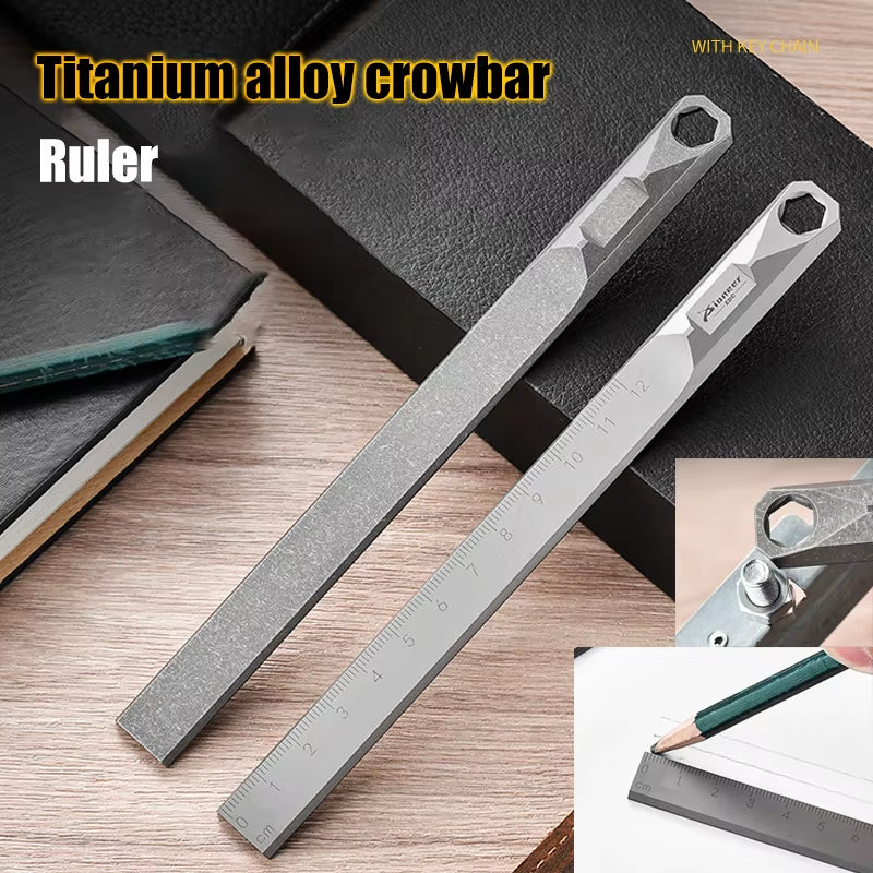 Elevate Your Everyday Carry with the 18Cm Titanium Alloy Ruler & 8Mm Hex Wrench - The Ultimate EDC Crowbar Tool for Self-Defense and Versatile Practical Use