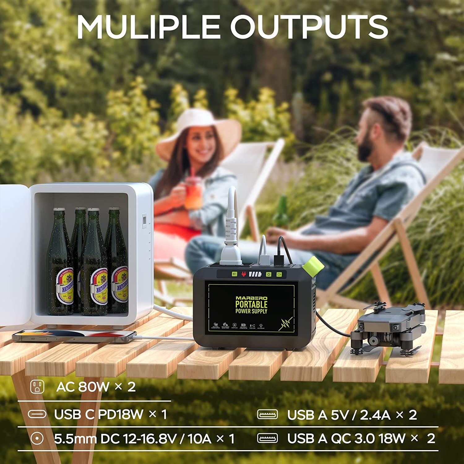 Power Up Your Adventures with the 88Wh Portable Power Station - Fast Charging Lithium Battery Solar Generator for Camping, RVs, and Emergency Backup