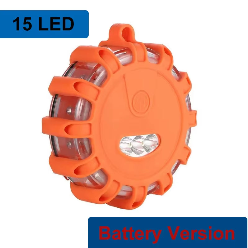 15LED Emergency Roadside Safety Flares Light Road Magnetic Strobe Warning Light Flashlights Rescue Light Orange Car Beacon Lamps