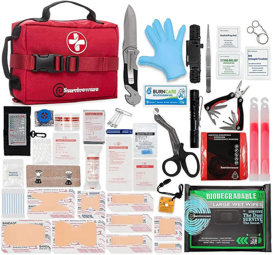 Comprehensive 119-Piece Premium Survival First Aid Kit - Essential Medical Emergency Gear for Travel, Camping, and Outdoor Adventures - HSA & FSA Eligible
