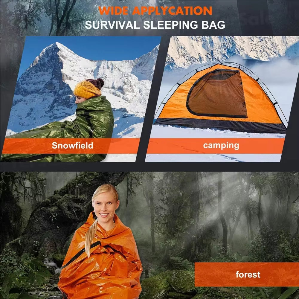 Stay Warm and Safe with Our Ultimate Portable Emergency Sleeping Bag - Waterproof Mylar Thermal Blanket for Your Camping and Hiking Adventures