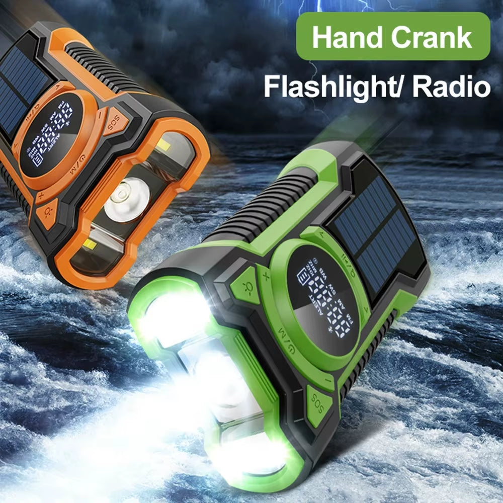 Emergency Radio Hand Crank Solar 5000Mah, IP65 Waterproof Dustproof Bluetooth 5.3 Portable AM/FM/NOAA Weather Alert Radio