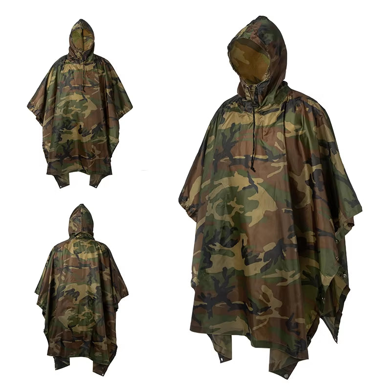 Tactical Rain Poncho - Military-Grade Waterproof Gear for Outdoor Adventures, Birdwatching, and Hunting