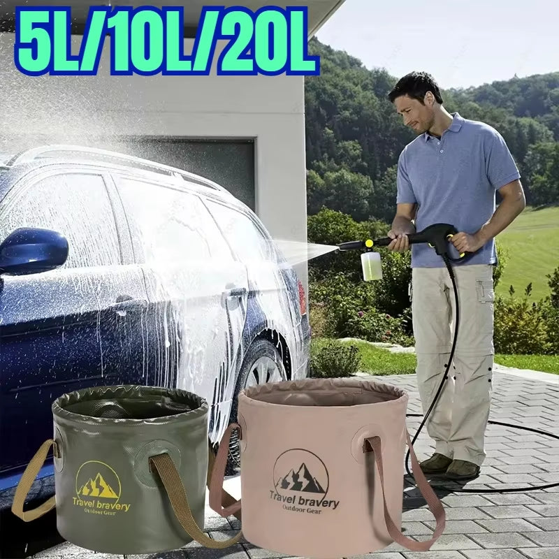 Ultimate Versatile Folding Portable Silicone Bucket with Cover - Ideal for Car Washing, Fishing, Camping, and Everyday Household Tasks (Available in 5L, 10L, and 20L)