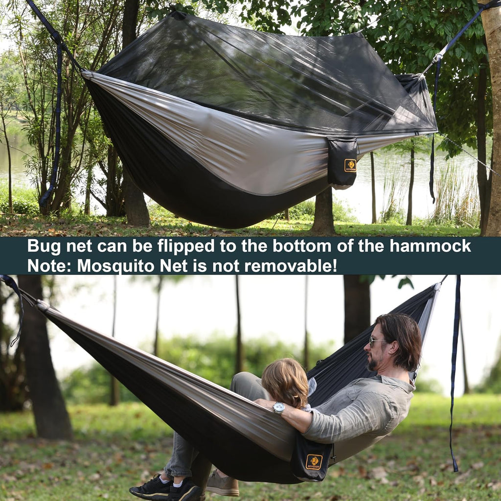 Ultimate Camping Hammock with Mosquito Net - Lightweight, Portable Parachute Nylon Hammock with Tree Straps and Heavy-Duty Carabiners for Outdoor Adventures